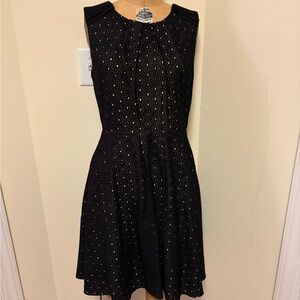 Vince Camuto Black Eyelet Sleeveless Fit-and-Flare Dress